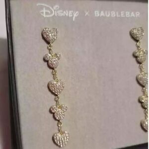 Disney Baublebar Gold Rhinestone Mickey Mouse Hypoallergenic Dangle Earrings